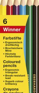 Eberhard Faber EF-511406 Kleurpotlood Winner Driekantig Assorti Etui à 6 Stuks