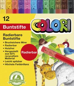 Eberhard Faber EF-514817 Kleurpotloden Met Gum Etui 12 Stuks