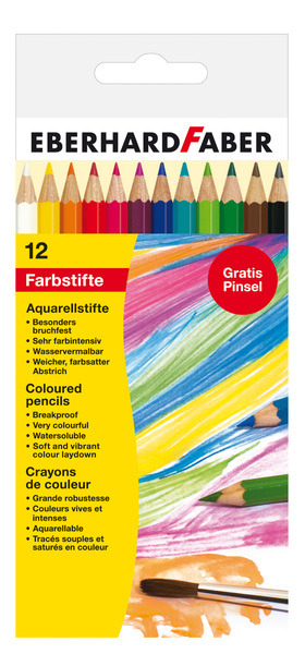 Eberhard Faber EF-516012 Aquarelpotlood Kartonetui à 12 Stuks Met Penseel - Afbeelding 2