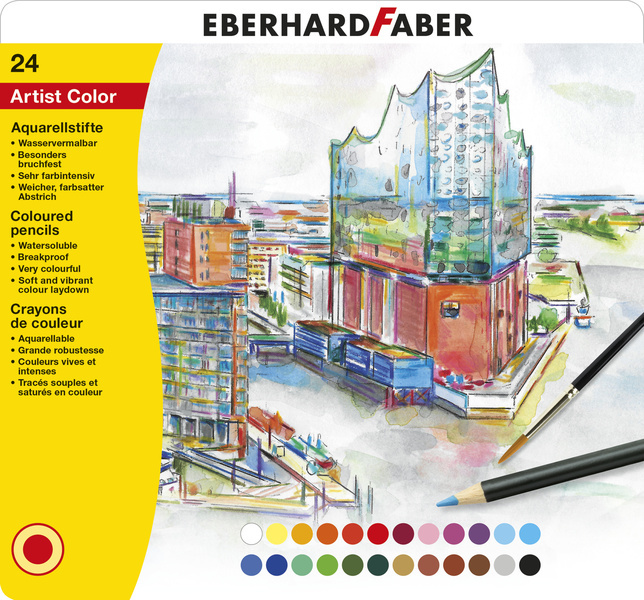 Eberhard Faber EF-516025 Aquarelpotlood Metalen Etui A 24 Stuks - Afbeelding 2