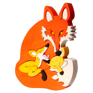 Houten puzzel – Vossenfamilie