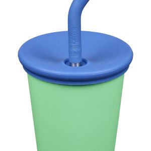 RVS Kinderbeker met rietje – 296 ml – Groen/Blauw
