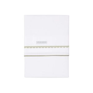 Babybed lakentje olijfgroen geborduurd