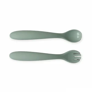 Siliconen Lepel en Vork 'Puck' - Artic Mist