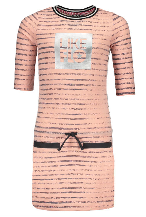 Like Flo fluor coral stripe dress F802-5820-267 116/164 - Afbeelding 2