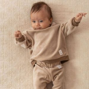 Velvet baby set beige chocolade